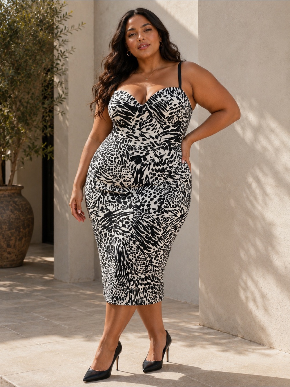 NWT Sergio Hudson Animal Print Dress 1X‎